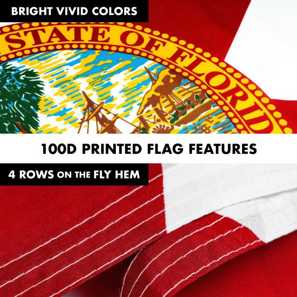G128 - 6 Feet Tangle Free Spinning Flagpole (Silver) Florida Brass Grommets Printed 3x5 ft (Flag Included) Aluminum Flag Pole - Image 5
