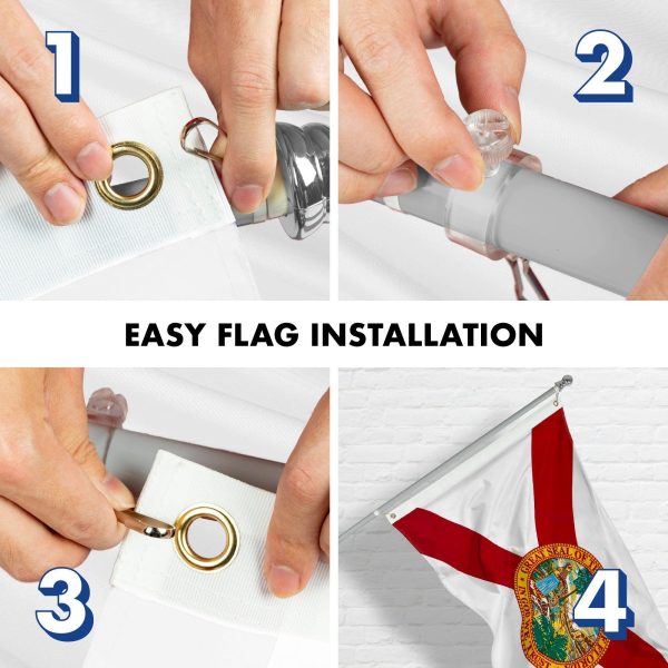 G128 - 6 Feet Tangle Free Spinning Flagpole (Silver) Florida Brass Grommets Printed 3x5 ft (Flag Included) Aluminum Flag Pole - Image 7