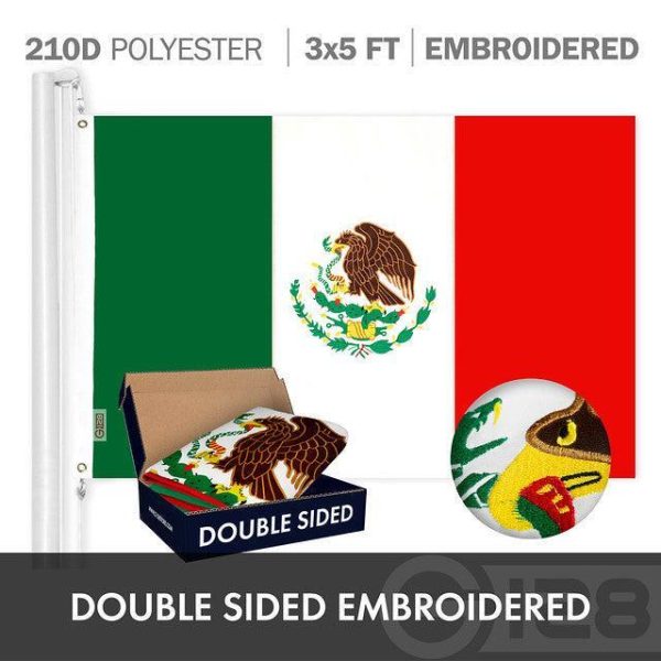 G128 Combo Pack: American USA Flag ToughWeave Series 2.5x4 Ft Single Sided & Mexico Mexican Flag Double Sided 2.5x4 Ft Double ToughWeave Series | Both Embroidered Polyester, Brass Grommets - Image 6