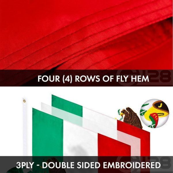 G128 Combo Pack: American USA Flag ToughWeave Series 2.5x4 Ft Single Sided & Mexico Mexican Flag Double Sided 2.5x4 Ft Double ToughWeave Series | Both Embroidered Polyester, Brass Grommets - Image 8