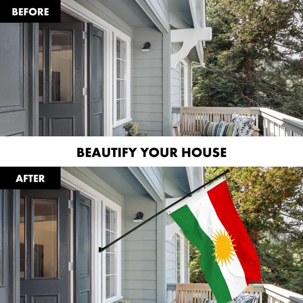 G128 Combo Pack: 6 Ft Tangle Free Aluminum Spinning Flagpole (Black) & Kurdistan Region Flag 3x5 Ft, LiteWeave Pro Series Printed 150D Polyester | Pole with Flag Included - Image 3