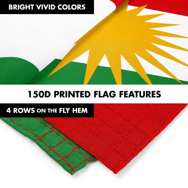 G128 Combo Pack: 6 Ft Tangle Free Aluminum Spinning Flagpole (Black) & Kurdistan Region Flag 3x5 Ft, LiteWeave Pro Series Printed 150D Polyester | Pole with Flag Included - Image 5