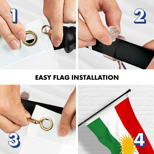 G128 Combo Pack: 6 Ft Tangle Free Aluminum Spinning Flagpole (Black) & Kurdistan Region Flag 3x5 Ft, LiteWeave Pro Series Printed 150D Polyester | Pole with Flag Included - Image 7