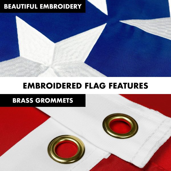 G128 - 6 Feet Tangle Free Spinning Flagpole (Silver) Tennessee Flag Brass Grommets Embroidered 3x5 ft (Flag Included) Aluminum Flag Pole - Image 4