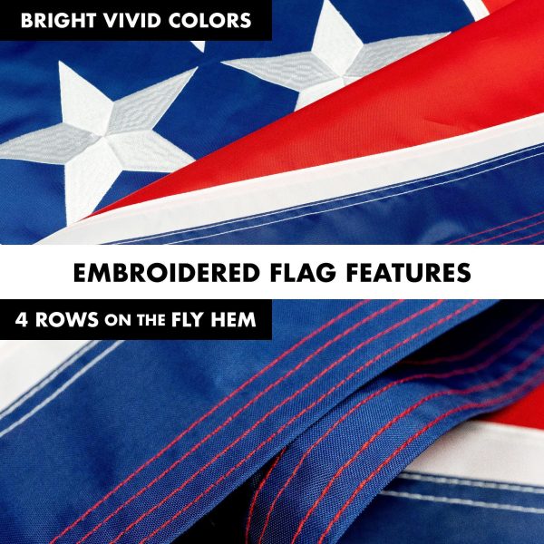 G128 - 6 Feet Tangle Free Spinning Flagpole (Silver) Tennessee Flag Brass Grommets Embroidered 3x5 ft (Flag Included) Aluminum Flag Pole - Image 5