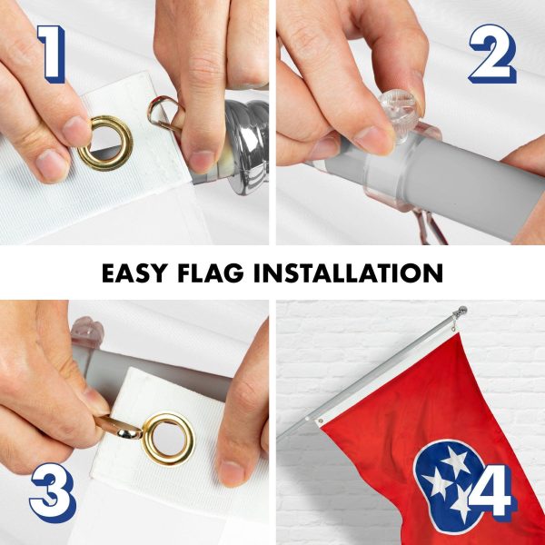 G128 - 6 Feet Tangle Free Spinning Flagpole (Silver) Tennessee Flag Brass Grommets Embroidered 3x5 ft (Flag Included) Aluminum Flag Pole - Image 7