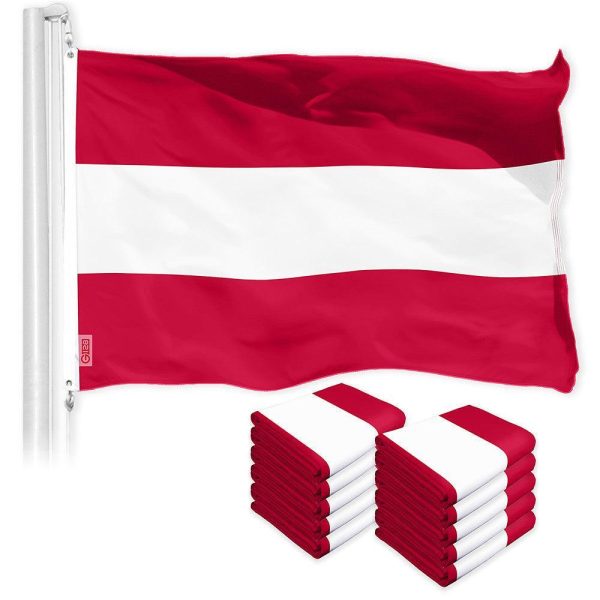 G128 10 Pack: Austria Austrian Flag | 3x5 Ft | Printed 150D Polyester - Indoor/Outdoor, Vibrant Colors, Brass Grommets, Quality Polyester, Much Thicker More Durable Than 100D 75D Polyester