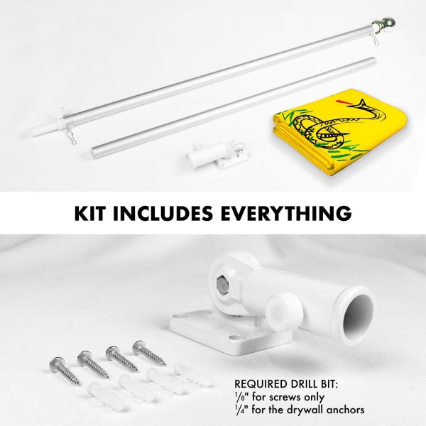 G128 Combo Pack: Flag Pole 6 FT Silver Tangle Free & No Step On Snek Flag 3x5ft 150D Printed Polyester - Image 2