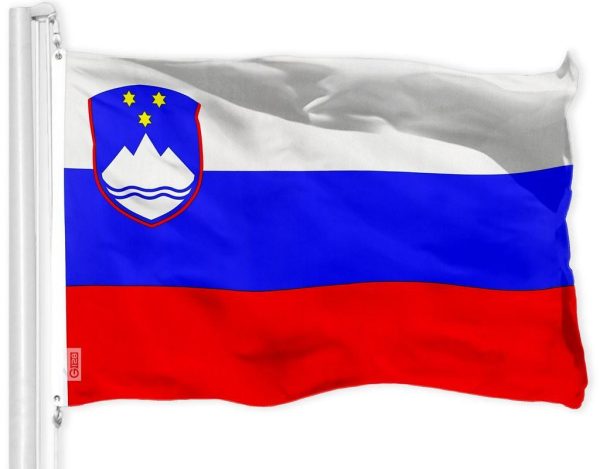 G128 Slovenia Slovene Flag | 3x5 Ft | Printed 150D Polyester - Indoor/Outdoor, Vibrant Colors, Brass Grommets, Quality Polyester, Much Thicker More Durable Than 100D 75D Polyester