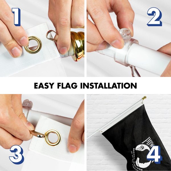 G128 Flag Pole 6 FT White Tangle Free & POW MIA Flag Emb 3x5 FT Combo Embroidered Spun Polyester - Image 7
