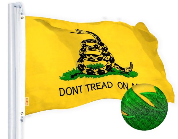 G128 Combo Pack: USA American Flag & Gadsden Don't Tread on Me Flag 4x6 Ft Embroidered Spun Polyester, Indoor/Outdoor, Brass Grommets - Image 2