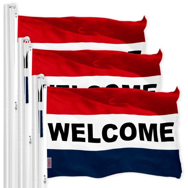 Welcome Sign Business Flag 3x5 Ft 3-Pack Printed 150D Polyester By G128