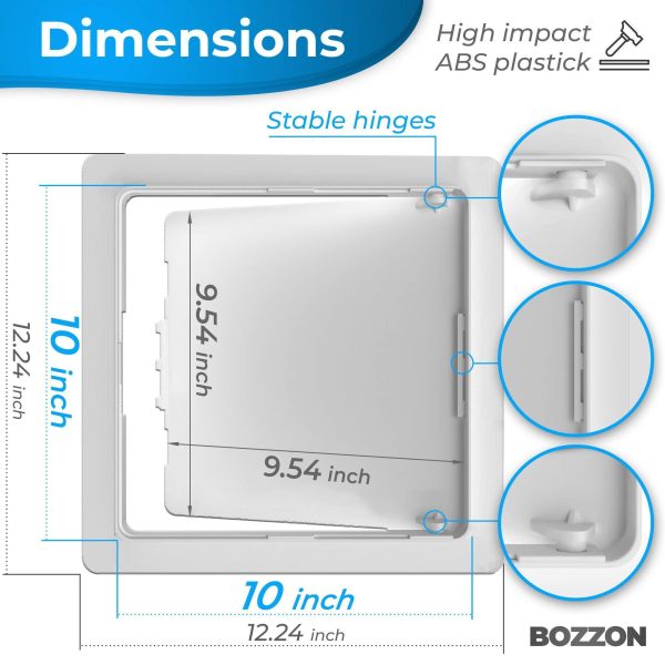 Access Panel for Drywall   10x10 inch   Wall Hole Cover   Access Door   Plumbing Access Panel for Drywall   Heavy Durable Plastic White - Image 2