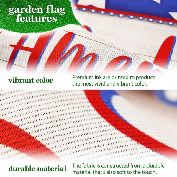 G128 Combo Pack: Garden Flag Stand Black 36 in x 16 in & Garden Flag Patriotic Decoration God Bless America USA Flag Accent 12"x18" Double-Sided Blockout Fabric - Image 3