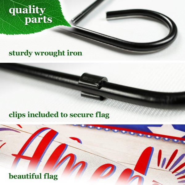G128 Combo Pack: Garden Flag Stand Black 36 in x 16 in & Garden Flag Patriotic Decoration God Bless America USA Flag Accent 12"x18" Double-Sided Blockout Fabric - Image 4