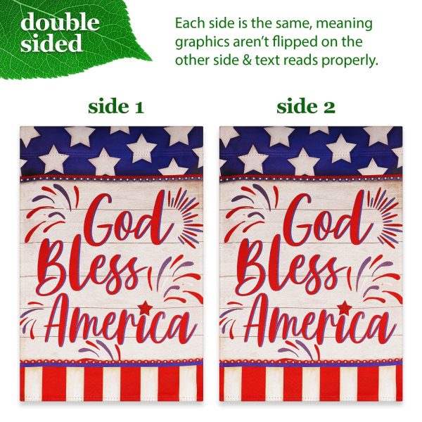 G128 Combo Pack: Garden Flag Stand Black 36 in x 16 in & Garden Flag Patriotic Decoration God Bless America USA Flag Accent 12"x18" Double-Sided Blockout Fabric - Image 5