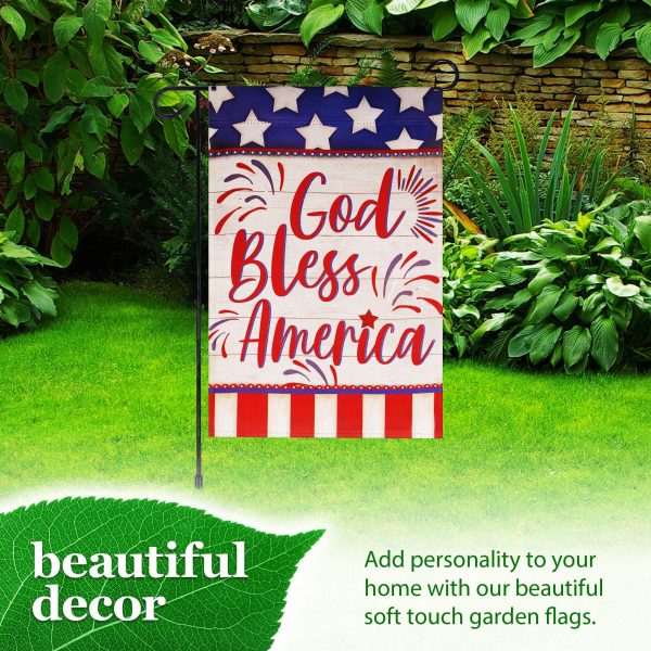 G128 Combo Pack: Garden Flag Stand Black 36 in x 16 in & Garden Flag Patriotic Decoration God Bless America USA Flag Accent 12"x18" Double-Sided Blockout Fabric - Image 6