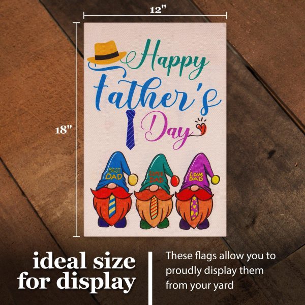 G128 Combo Pack: Garden Flag Stand Black 36 in x 16 in & Garden Flag Happy Father's Day Decoration Three Gnome Fathers 12"x18" Double-Sided Burlap Fabric - Image 9
