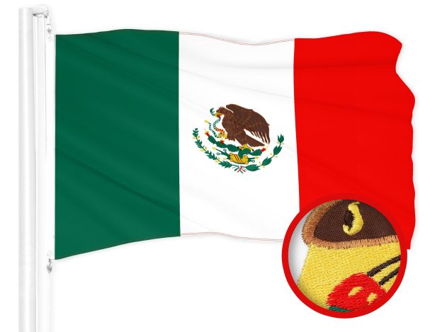 G128 Combo Pack: American USA Flag 2.5x4 Ft & Mexico Mexican Flag 2.5x4 Ft | Both ToughWeave Series Embroidered 300D Polyester, Embroidered Design, Indoor/Outdoor, Brass Grommets - Image 2