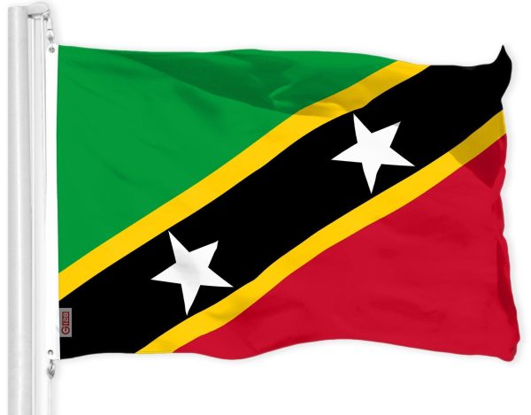G128 Combo Pack: American USA Flag 3x5 Ft & Saint Kitts and Nevis Flag 3x5 Ft | Both LiteWeave Pro Series Printed 150D Polyester, Brass Grommets - Image 2