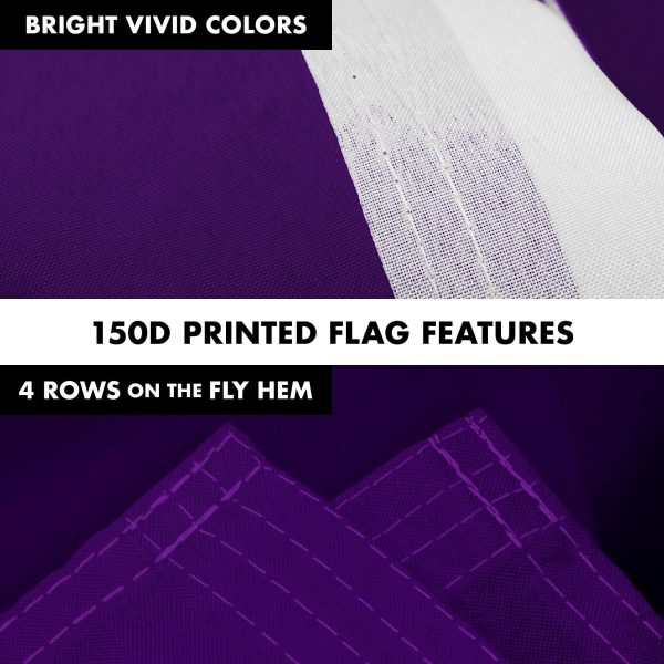G128 Combo Pack: 5 Ft Tangle Free Aluminum Spinning Flagpole (Silver) & Solid Purple Color Flag 2.5x4 Ft, LiteWeave Pro Series Printed 150D Polyester | Pole with Flag Included - Image 4