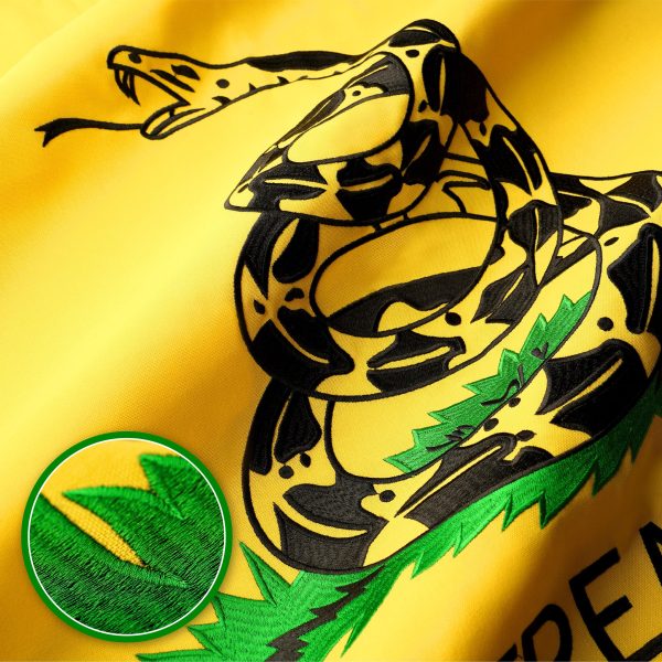 G128 Dont Tread on Me (Gadsden) Flag | 2x3 feet | Heavy Duty Spun Polyester 220GSM Embroidered, Tough, Durable, Indoor/Outdoor, Vibrant Colors, Brass Grommets - Image 2