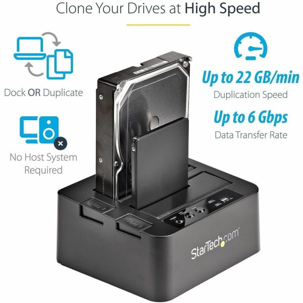StarTech.com Dual Bay Hard Drive Duplicator Dock, Standalone HDD/SSD Cloner/Copier, USB 3.0 / eSATA to SATA III Hard Drive Cloner - Image 2