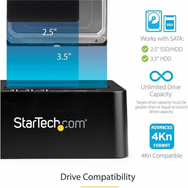 StarTech.com Dual Bay Hard Drive Duplicator Dock, Standalone HDD/SSD Cloner/Copier, USB 3.0 / eSATA to SATA III Hard Drive Cloner - Image 3