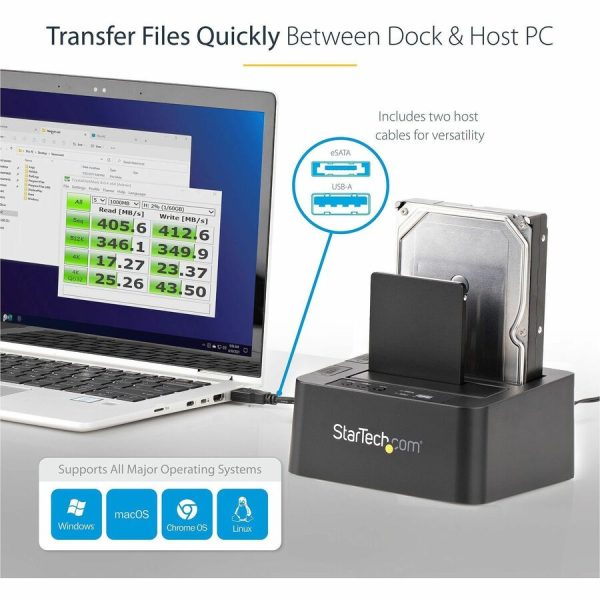 StarTech.com Dual Bay Hard Drive Duplicator Dock, Standalone HDD/SSD Cloner/Copier, USB 3.0 / eSATA to SATA III Hard Drive Cloner - Image 5