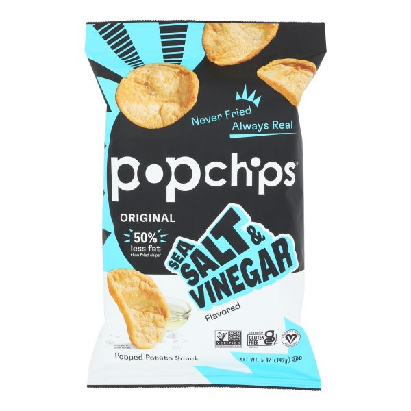 Popchips Potato Chip - Sea Salt - Vinegar - Case of 12 - 5 oz - Image 2