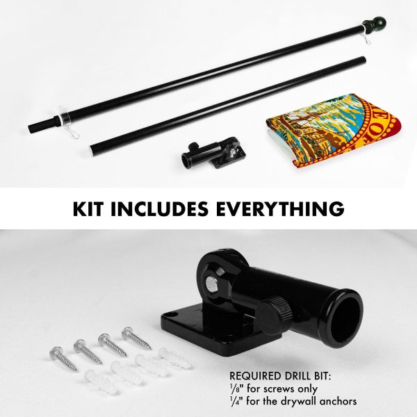 G128 Combo Pack: 6 Feet Tangle Free Spinning Flagpole (Black) Florida FL State Flag 3x5 ft Printed 150D Brass Grommets (Flag Included) Aluminum Flag Pole - Image 2