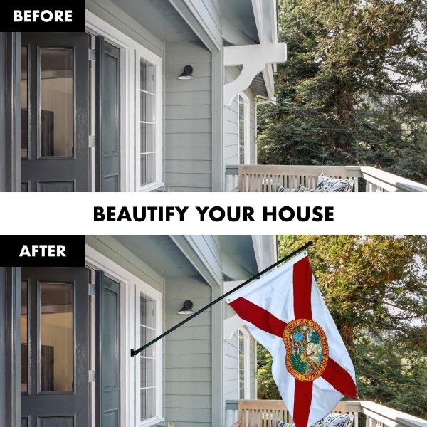 G128 Combo Pack: 6 Feet Tangle Free Spinning Flagpole (Black) Florida FL State Flag 3x5 ft Printed 150D Brass Grommets (Flag Included) Aluminum Flag Pole - Image 3