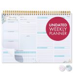 Weekly Undated Planner Notepad 8.5x12  –  52 Week Calendar & To Do List for Planning with Easy Tear off Sheets – Used for Goal Schedule & Habit Tracking (Floral)