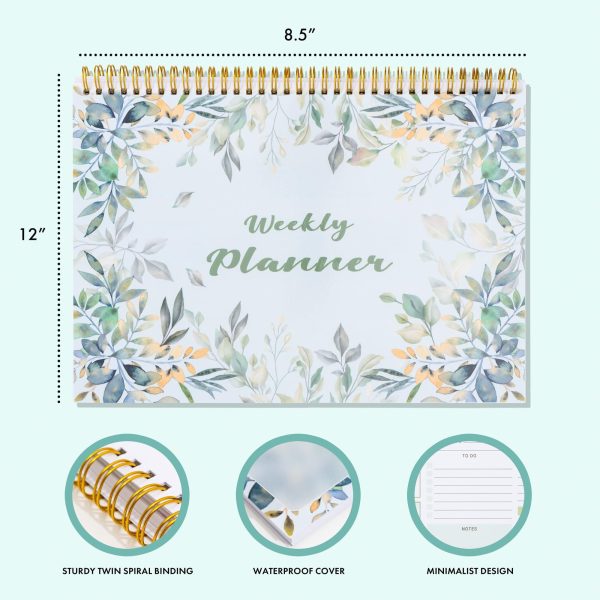 Weekly Undated Planner Notepad 8.5x12  –  52 Week Calendar & To Do List for Planning with Easy Tear off Sheets – Used for Goal Schedule & Habit Tracking (Floral) - Image 2