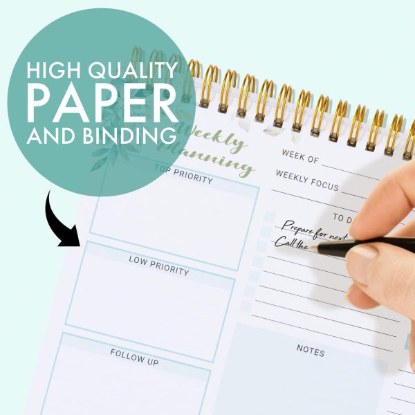 Weekly Undated Planner Notepad 8.5x12  –  52 Week Calendar & To Do List for Planning with Easy Tear off Sheets – Used for Goal Schedule & Habit Tracking (Floral) - Image 4
