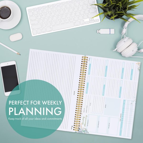 Weekly Undated Planner Notepad 8.5x12  –  52 Week Calendar & To Do List for Planning with Easy Tear off Sheets – Used for Goal Schedule & Habit Tracking (Floral) - Image 7
