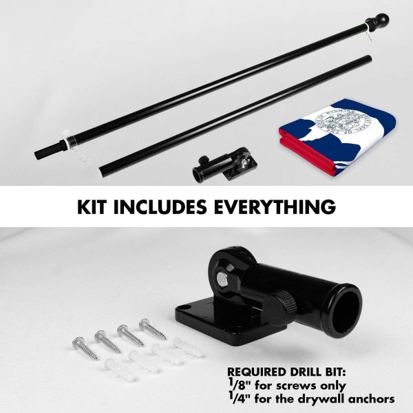 G128 Combo Pack: 6 Ft Tangle Free Spinning Flagpole (Black) & Wyoming Flag 3x5 Ft Printed 150D Polyester, Brass Grommets (Flag Included) Aluminum Flag Pole - Image 2
