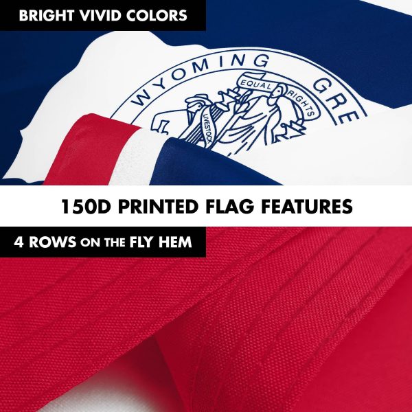 G128 Combo Pack: 6 Ft Tangle Free Spinning Flagpole (Black) & Wyoming Flag 3x5 Ft Printed 150D Polyester, Brass Grommets (Flag Included) Aluminum Flag Pole - Image 5
