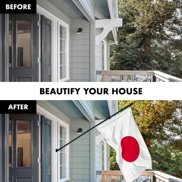 G128 Combo Pack: 6 Feet Tangle Free Spinning Flagpole (Black) Japan Japanese Flag 3x5 ft Printed 150D Brass Grommets (Flag Included) Aluminum Flag Pole - Image 3