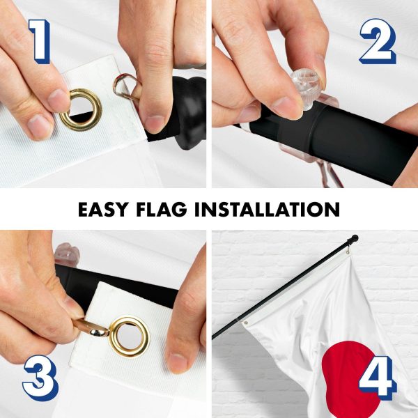 G128 Combo Pack: 6 Feet Tangle Free Spinning Flagpole (Black) Japan Japanese Flag 3x5 ft Printed 150D Brass Grommets (Flag Included) Aluminum Flag Pole - Image 7