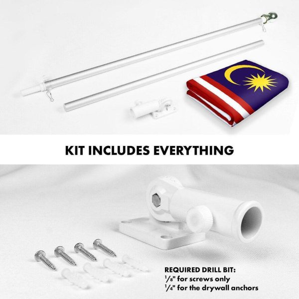 G128 Combo Pack: 6 Ft Tangle Free Spinning Flagpole (Silver) & Malaysia Flag 3x5 Ft Printed 150D Polyester, Brass Grommets (Flag Included) Aluminum Flag Pole - Image 2