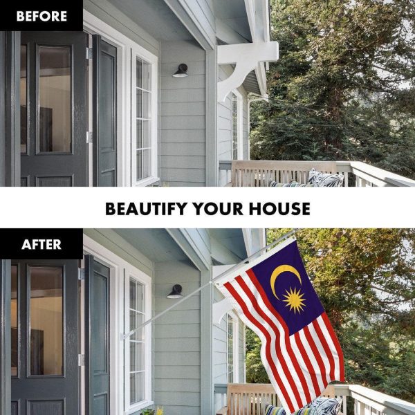 G128 Combo Pack: 6 Ft Tangle Free Spinning Flagpole (Silver) & Malaysia Flag 3x5 Ft Printed 150D Polyester, Brass Grommets (Flag Included) Aluminum Flag Pole - Image 3
