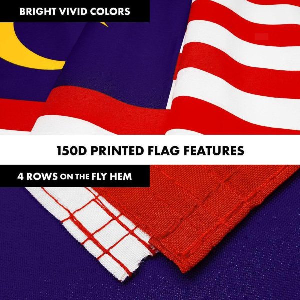 G128 Combo Pack: 6 Ft Tangle Free Spinning Flagpole (Silver) & Malaysia Flag 3x5 Ft Printed 150D Polyester, Brass Grommets (Flag Included) Aluminum Flag Pole - Image 5