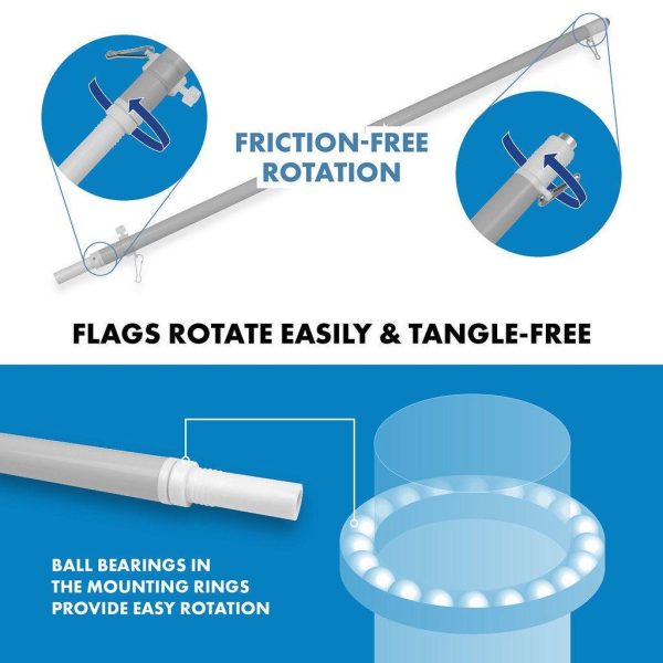 G128 Combo Pack: 6 Ft Tangle Free Spinning Flagpole (Silver) & Malaysia Flag 3x5 Ft Printed 150D Polyester, Brass Grommets (Flag Included) Aluminum Flag Pole - Image 9