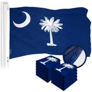 G128 10 Pack: South Carolina SC State Flag | 2.5x4 Ft | ToughWeave Series Embroidered 300D Polyester | Embroidered Design, Indoor/Outdoor, Brass Grommets