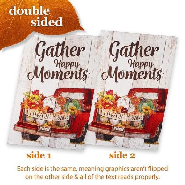 G128 House Flag Gather Happy Moments Flower Truck | 28x40 Inch | Printed Blockout Polyester - Fall Decoration - Image 3