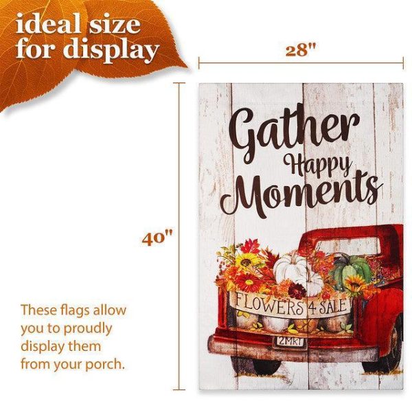 G128 House Flag Gather Happy Moments Flower Truck | 28x40 Inch | Printed Blockout Polyester - Fall Decoration - Image 4