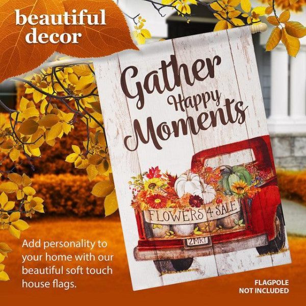 G128 House Flag Gather Happy Moments Flower Truck | 28x40 Inch | Printed Blockout Polyester - Fall Decoration - Image 9