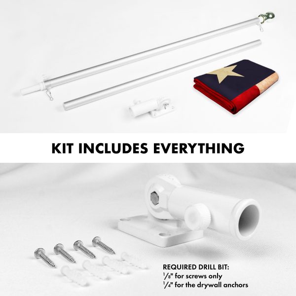 G128 Combo Pack: 5 Ft Tangle Free Aluminum Spinning Flagpole (Silver) & Texas Tea-Stained Flag 2.5x4 Ft, ToughWeave Pro Series Embroidered 420D Polyester | Pole with Flag Included - Image 2