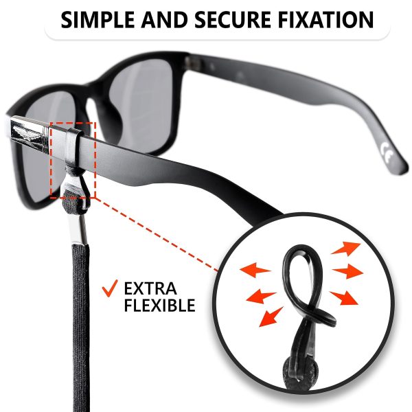 SIGONNA Eye Glasses String Holder Strap - Eyeglass Straps Cords for Men Women - Eyeglass Holders Around Neck - Sunglasses String Chain Lanyard Retainer - 2 Pcs (Black Red) - Image 4